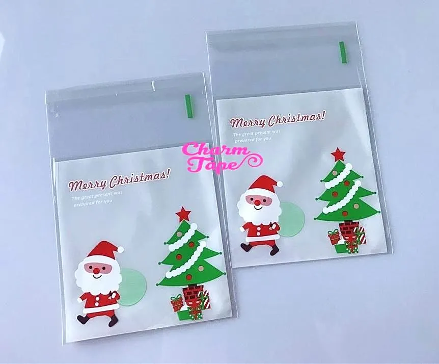 Festive Santa Claus Gift Bags Cello Bags Self-adhesive Cookie bags - Favors Bags - Party bags 20/50/100 bags CB60
