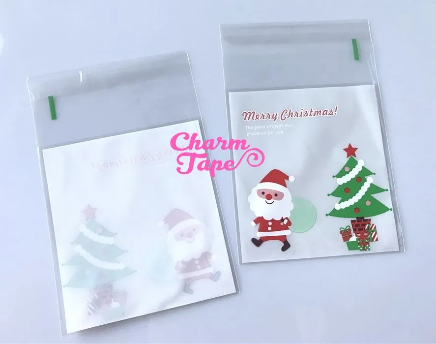 Festive Santa Claus Gift Bags Cello Bags Self-adhesive Cookie bags - Favors Bags - Party bags 20/50/100 bags CB60