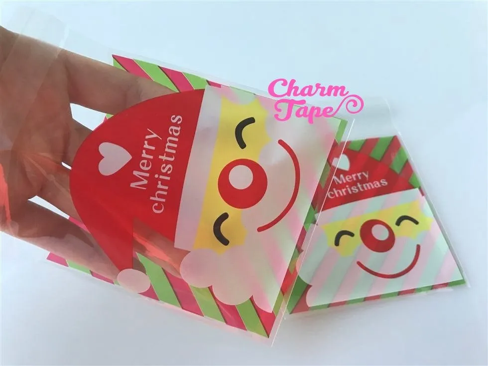 Festive Santa or Reindeer Gift Bags Cello Bags Self-adhesive Cookie bags - Favors Bags - Party bags 20/50/100 bags CB56 CB57
