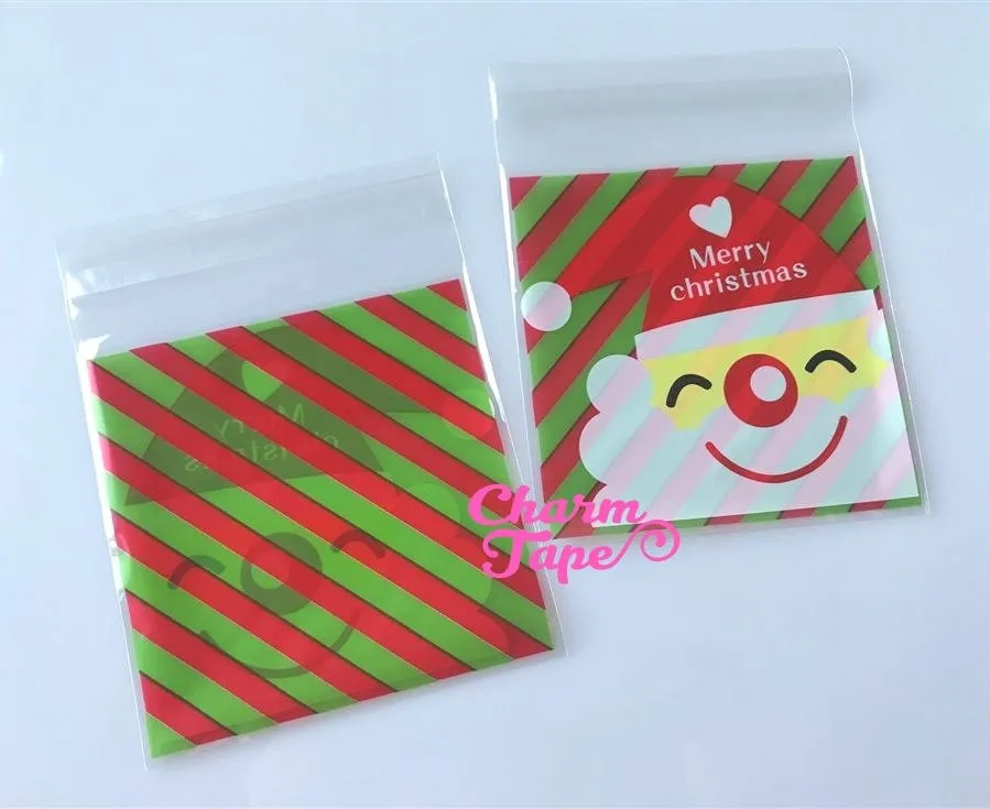 Festive Santa or Reindeer Gift Bags Cello Bags Self-adhesive Cookie bags - Favors Bags - Party bags 20/50/100 bags CB56 CB57