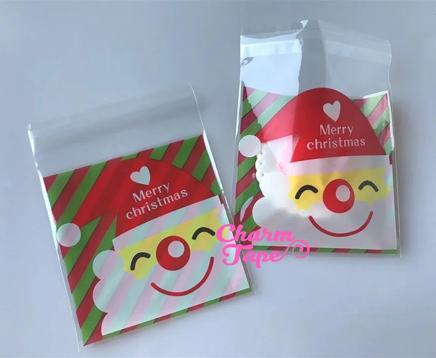 Festive Santa or Reindeer Gift Bags Cello Bags Self-adhesive Cookie bags - Favors Bags - Party bags 20/50/100 bags CB56 CB57