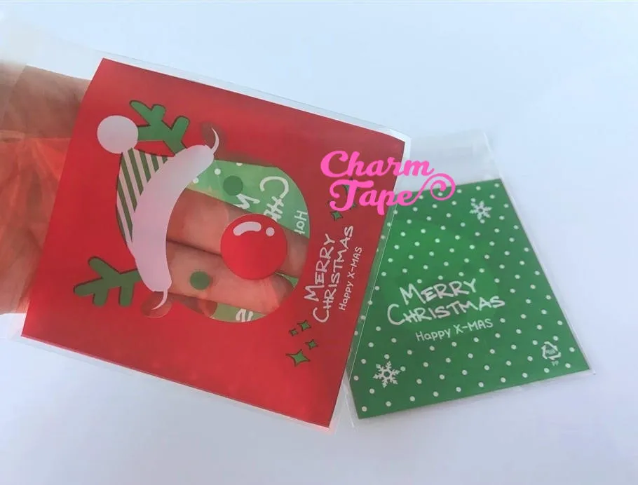 Festive Santa or Reindeer Gift Bags Cello Bags Self-adhesive Cookie bags - Favors Bags - Party bags 20/50/100 bags CB56 CB57