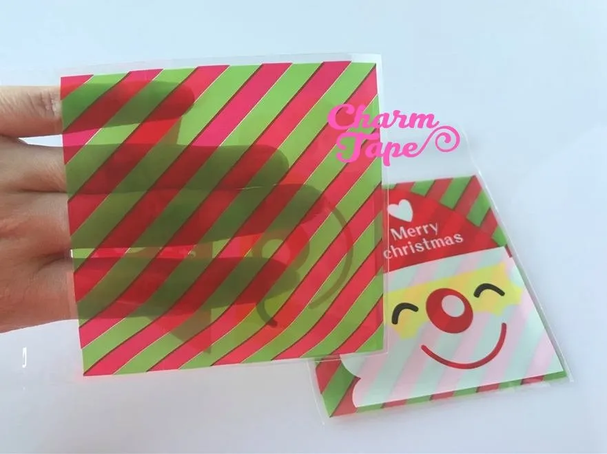 Festive Santa or Reindeer Gift Bags Cello Bags Self-adhesive Cookie bags - Favors Bags - Party bags 20/50/100 bags CB56 CB57