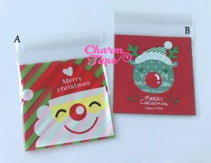 Festive Santa or Reindeer Gift Bags Cello Bags Self-adhesive Cookie bags - Favors Bags - Party bags 20/50/100 bags CB56 CB57