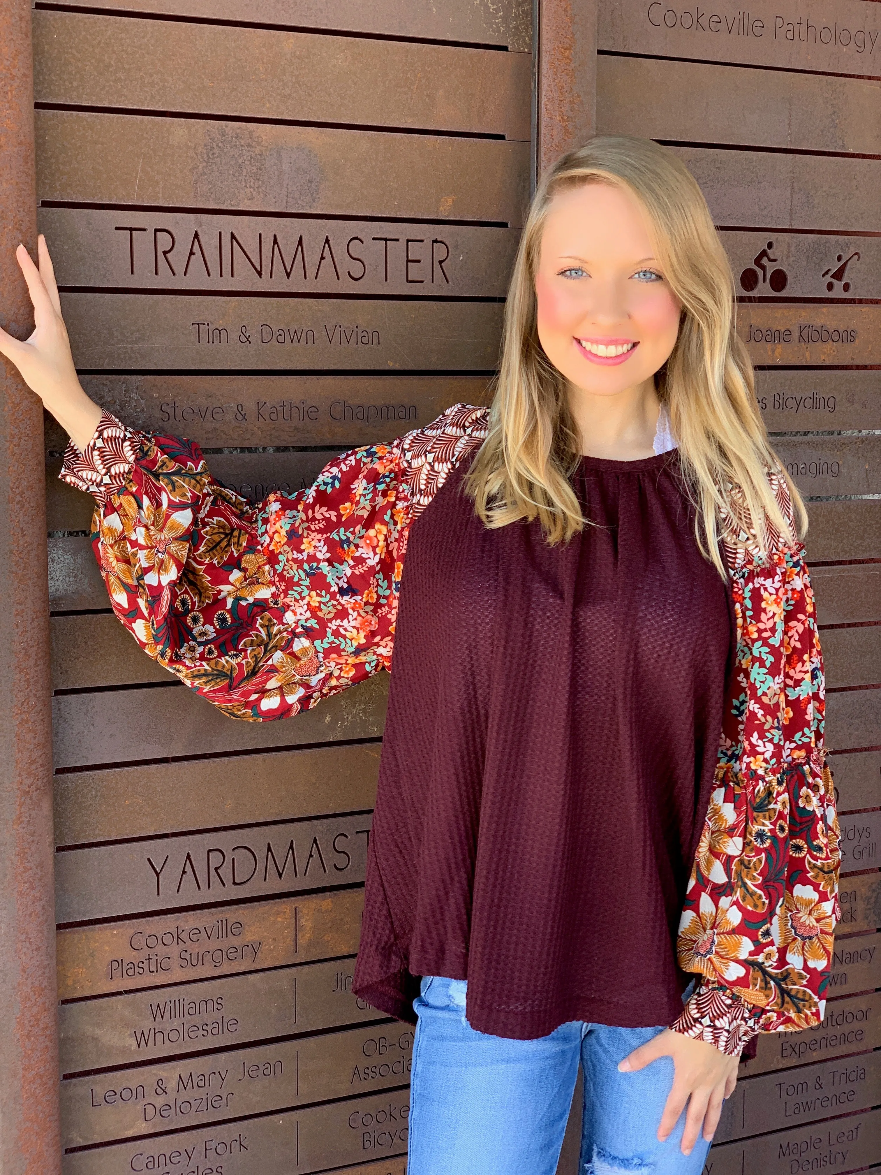 Find Your Flash Floral Waffle Top
