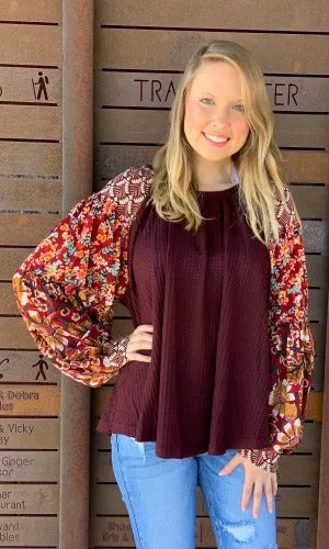 Find Your Flash Floral Waffle Top