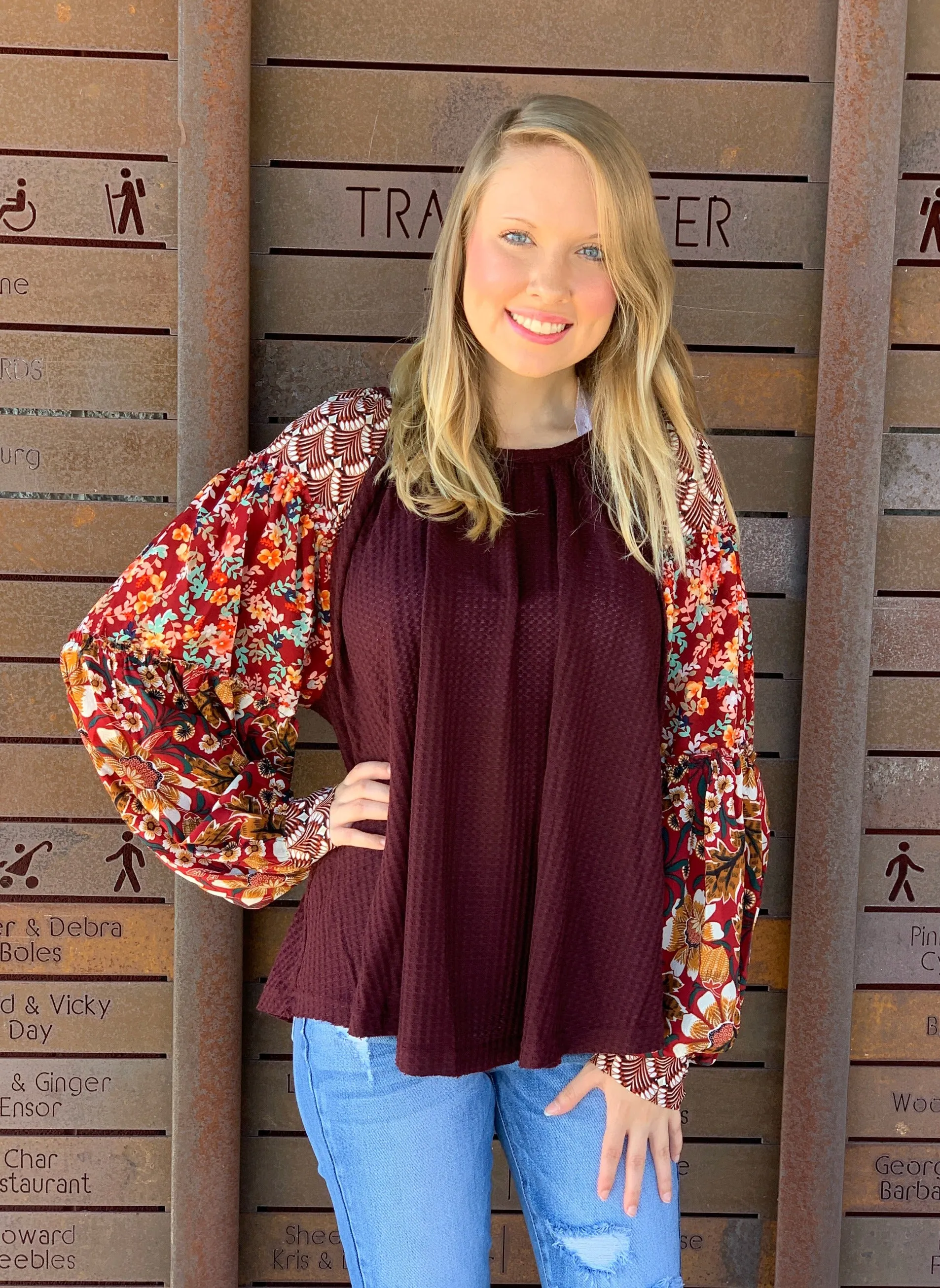 Find Your Flash Floral Waffle Top