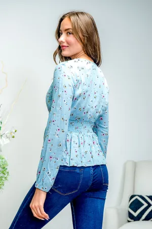 Floral blue blouse