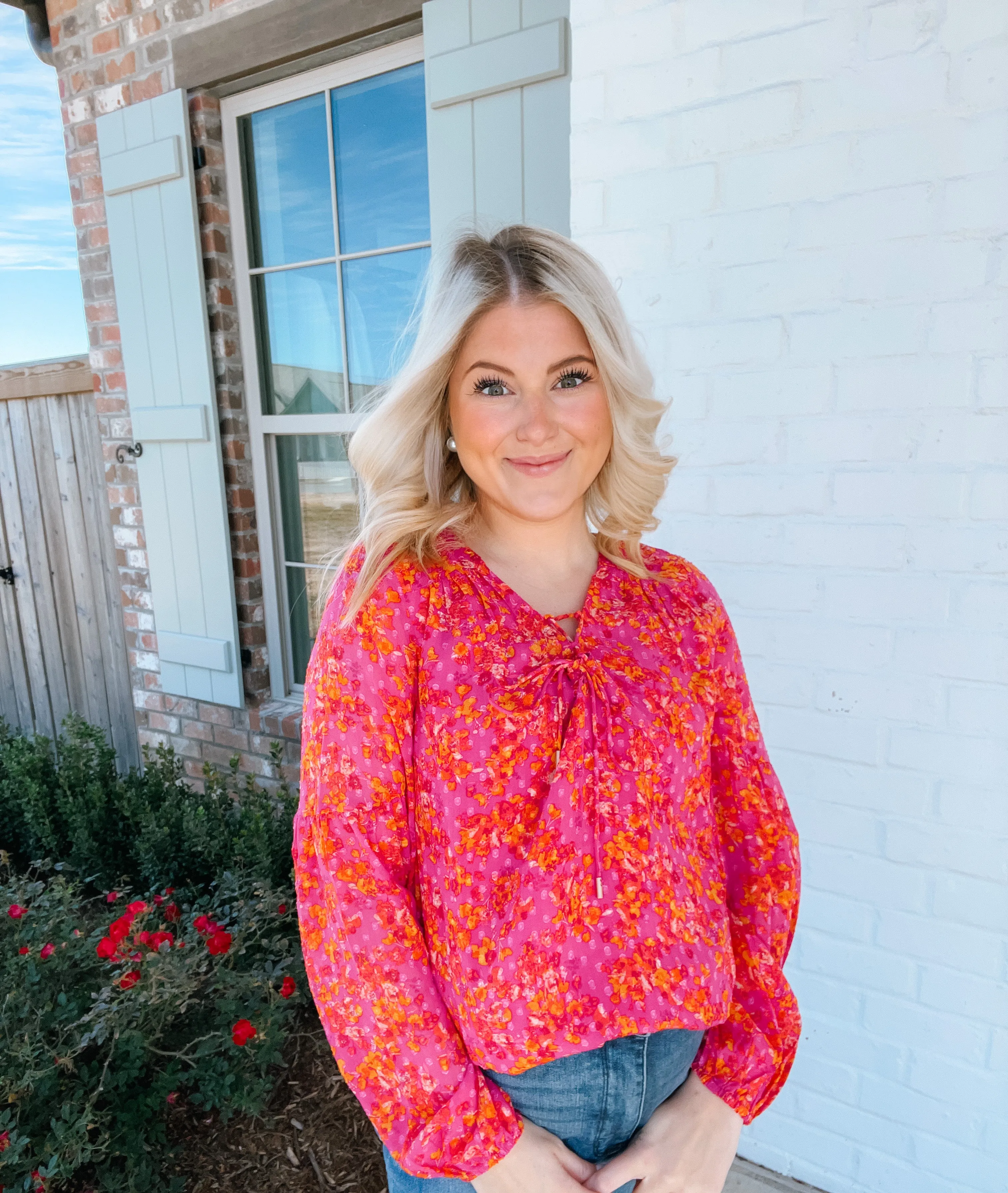 Floral Dot Bubble Blouse