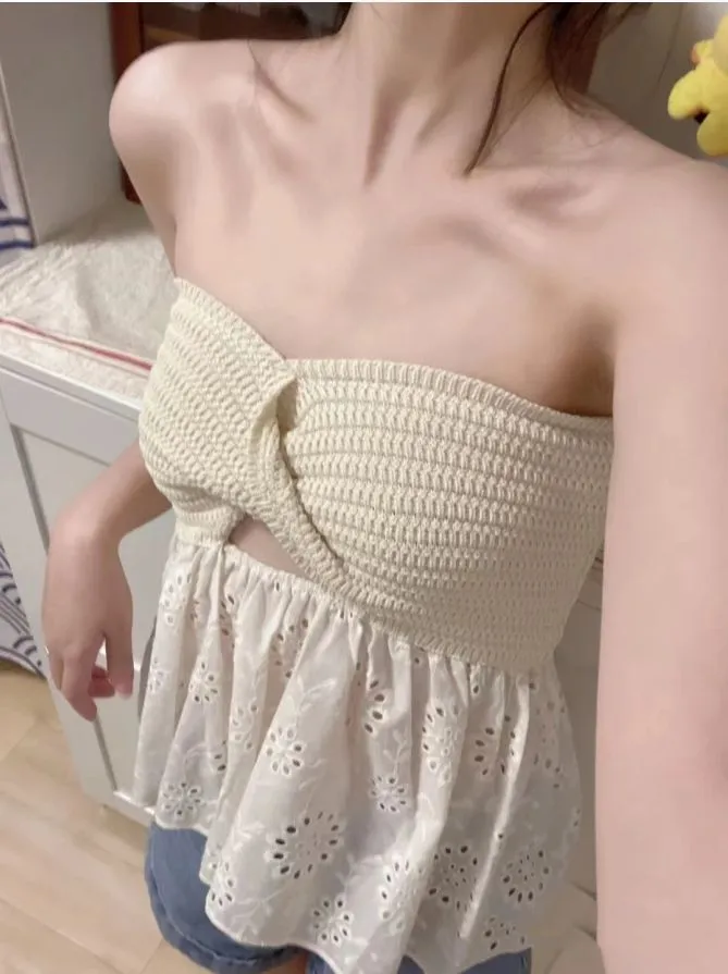 Floral Embroidery Knit Sweaters Blouses Tops