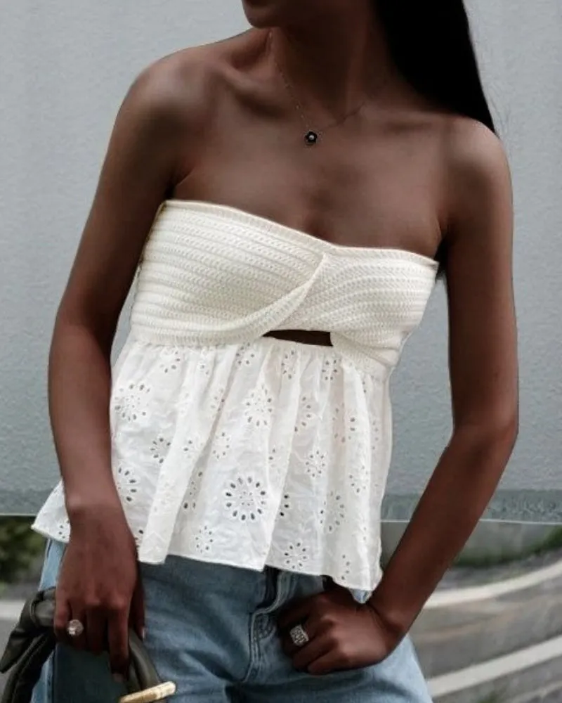 Floral Embroidery Knit Sweaters Blouses Tops
