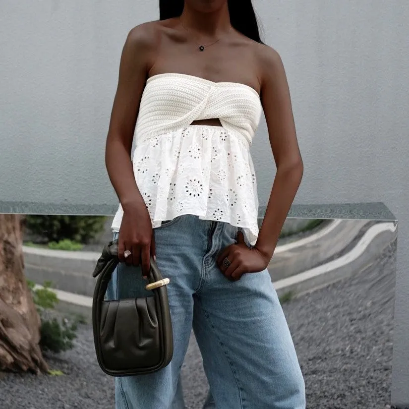 Floral Embroidery Knit Sweaters Blouses Tops