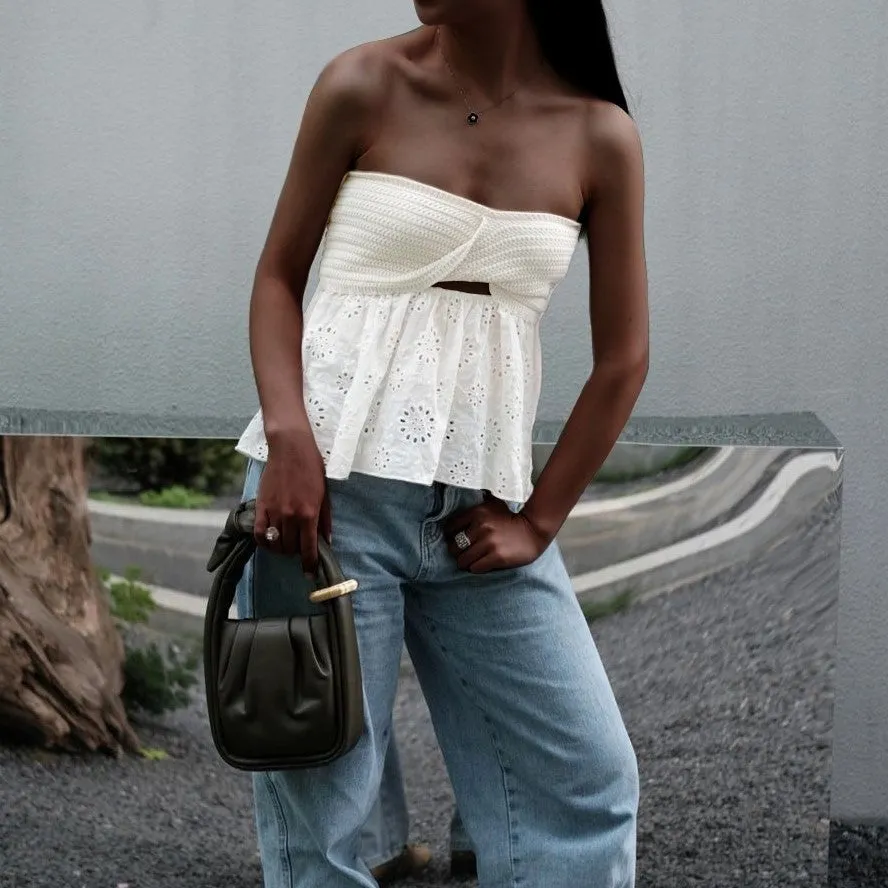 Floral Embroidery Knit Sweaters Blouses Tops
