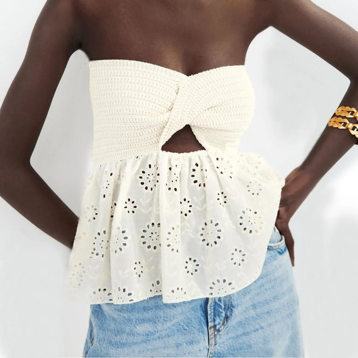Floral Embroidery Knit Sweaters Blouses Tops
