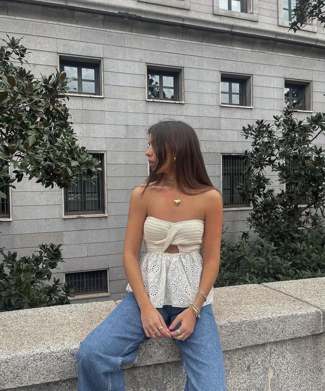 Floral Embroidery Knit Sweaters Blouses Tops