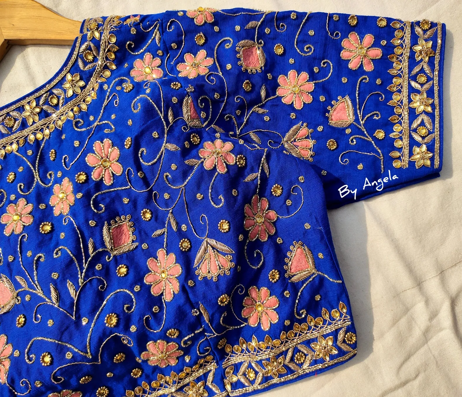 Floral Jaal Embroidered Blouse - Royal Blue