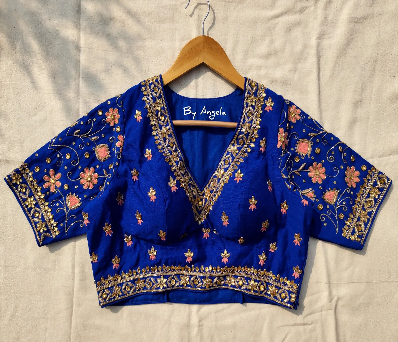 Floral Jaal Embroidered Blouse - Royal Blue