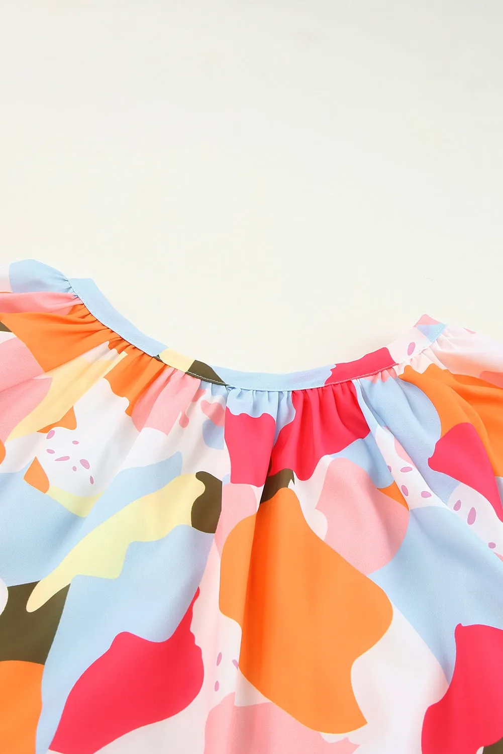 Floral Print V Neck Half Sleeve Blouse