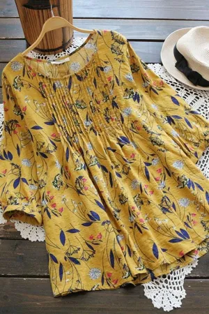 Floral Printing Long Sleeve Blouse