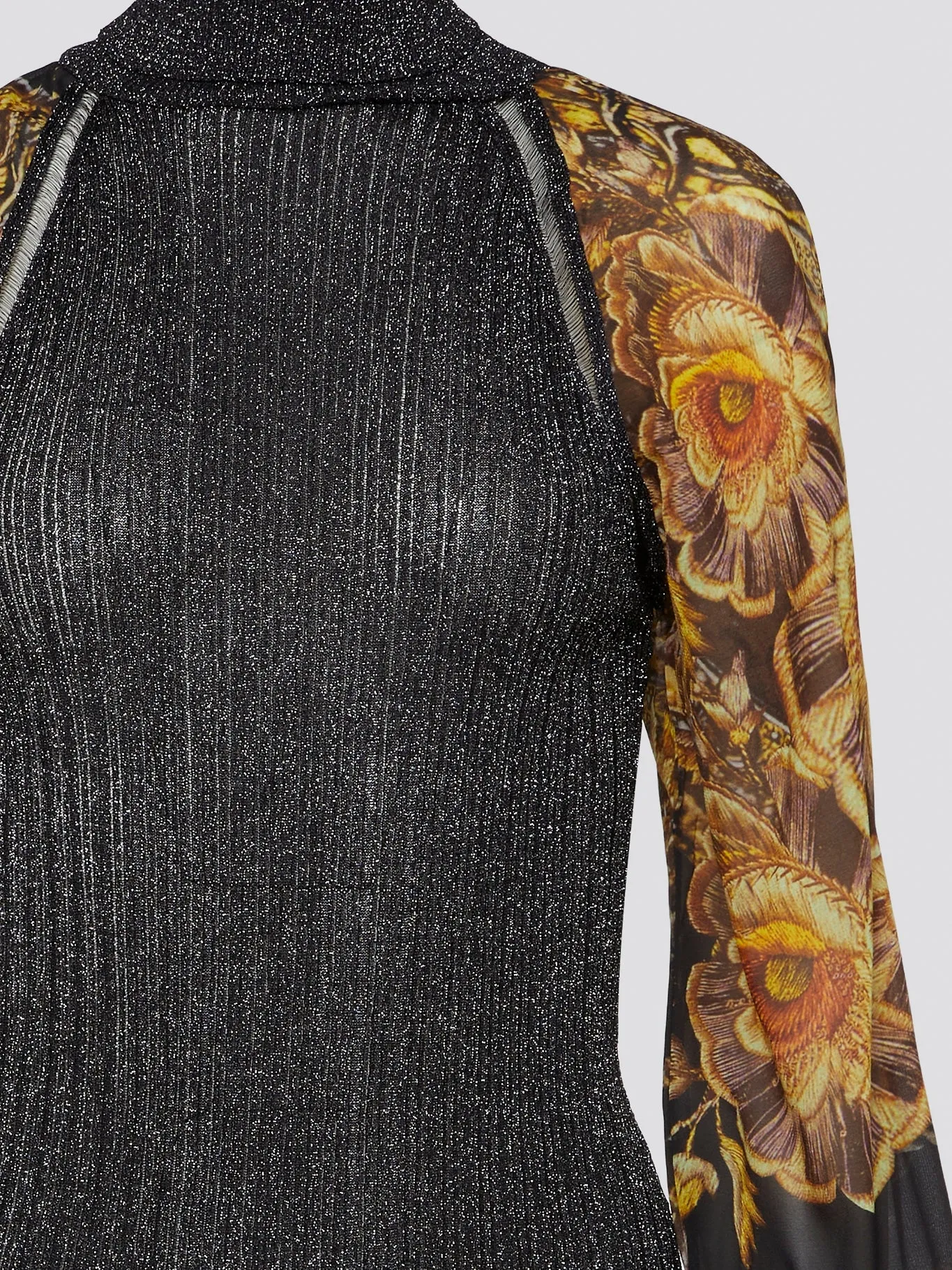 Floral Sleeve Turtleneck Top
