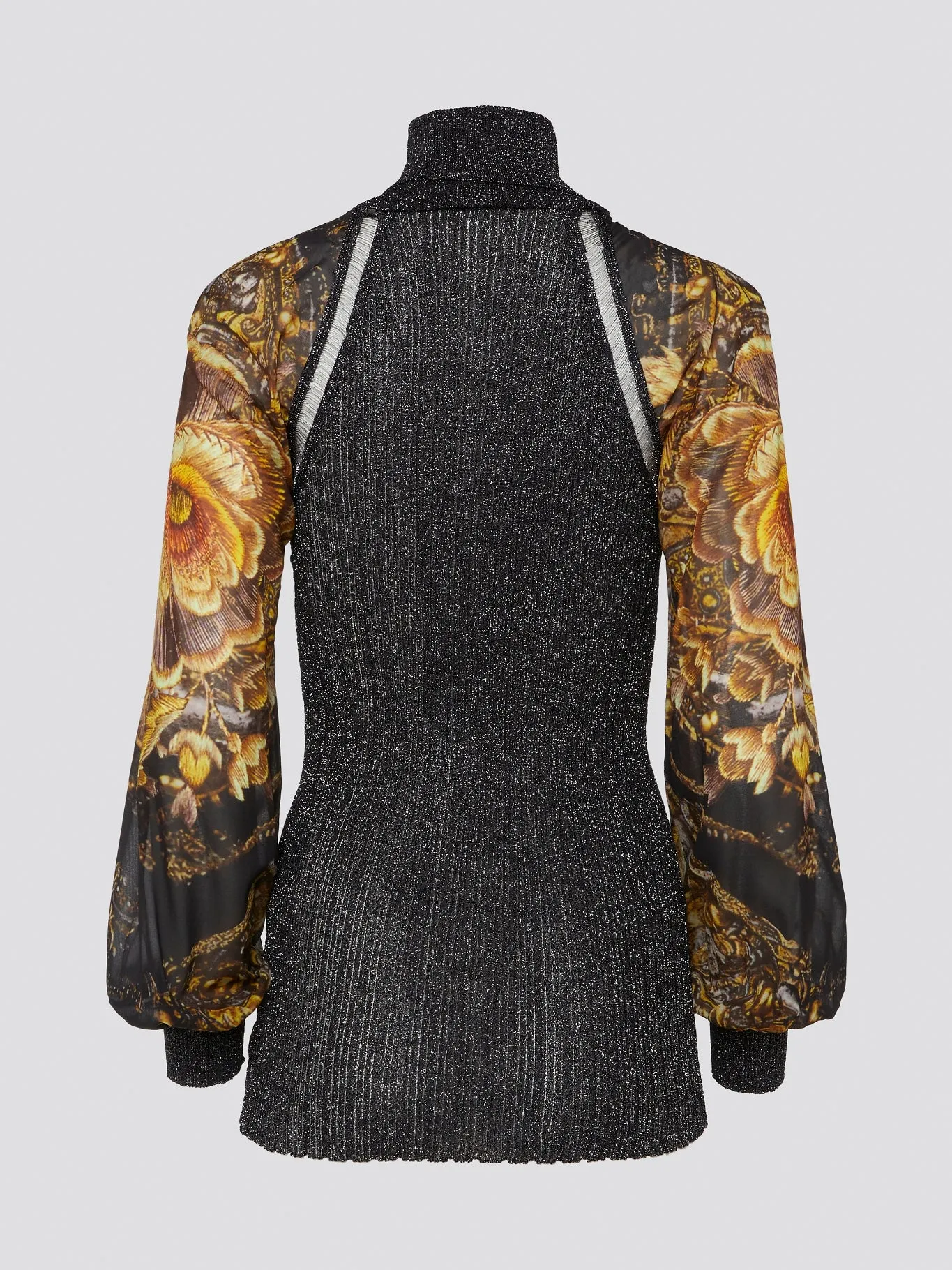 Floral Sleeve Turtleneck Top