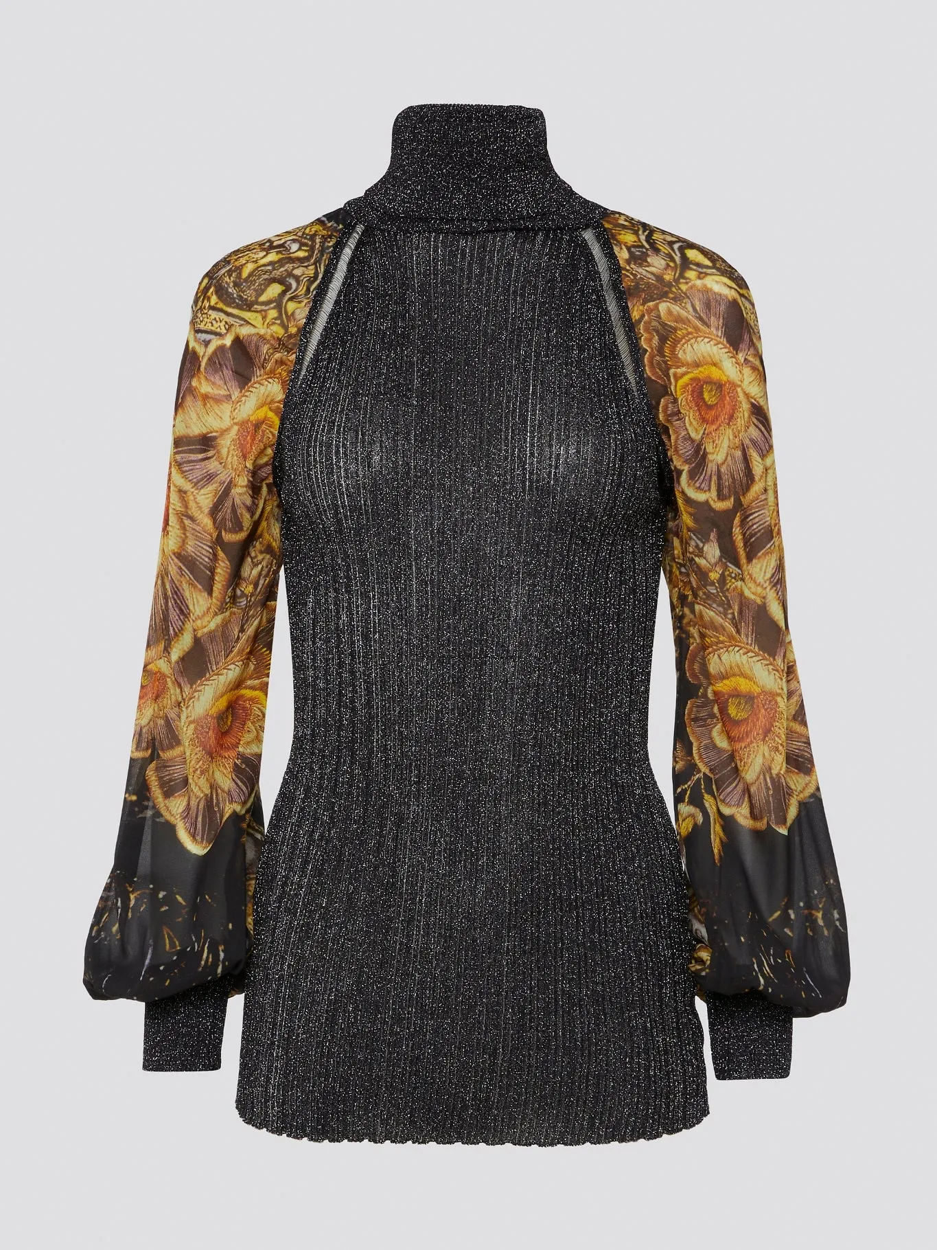 Floral Sleeve Turtleneck Top