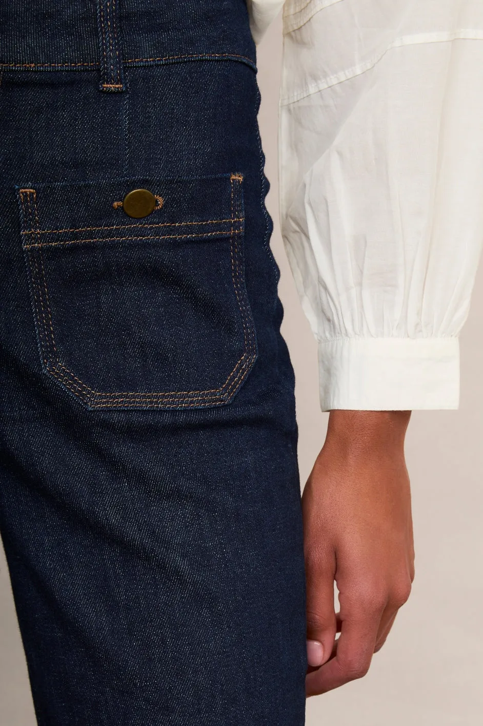 Flossie Button Pocket Flared Jean - Rinse Wash - Regular