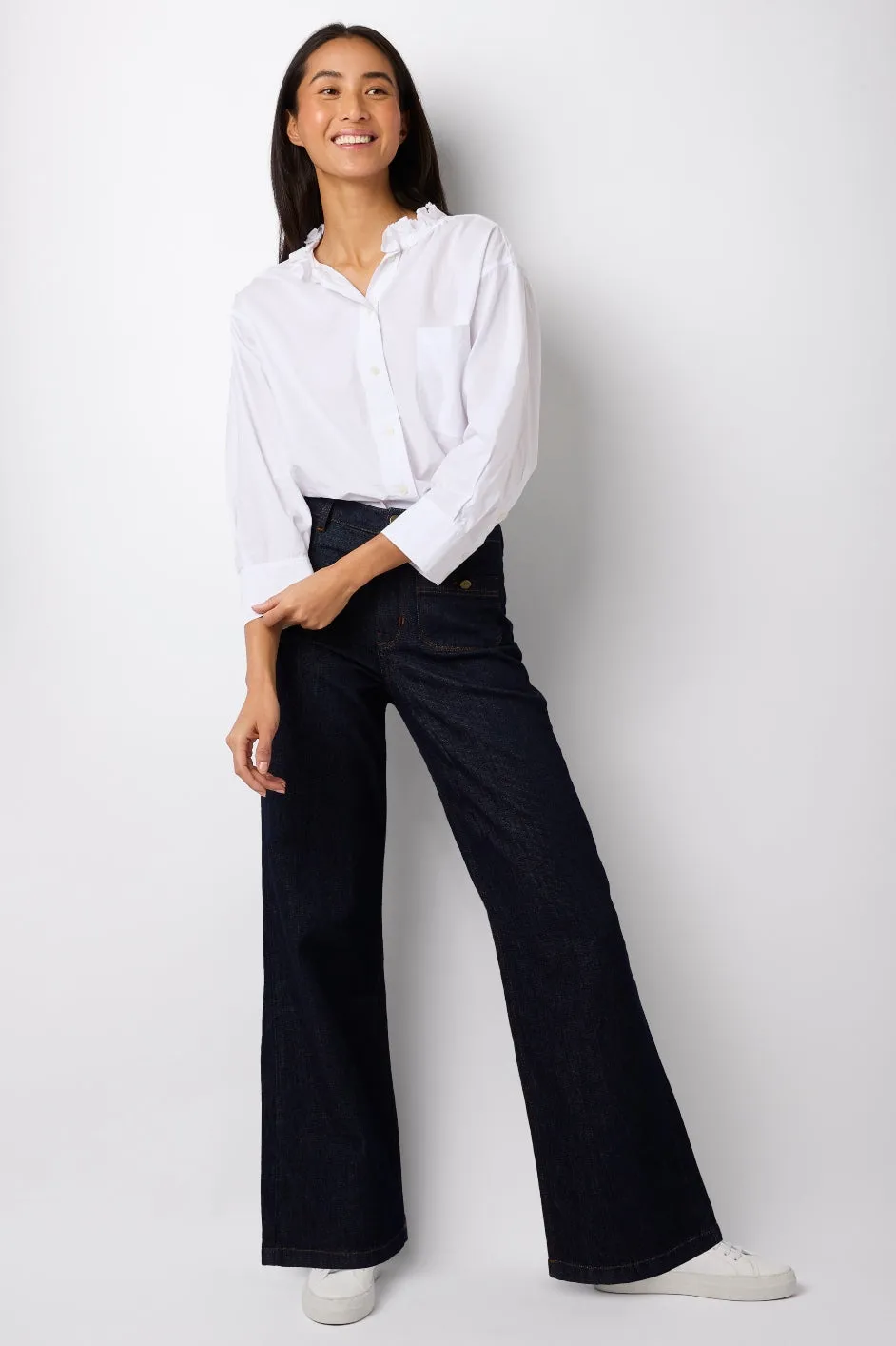 Flossie Button Pocket Flared Jean - Rinse Wash - Regular