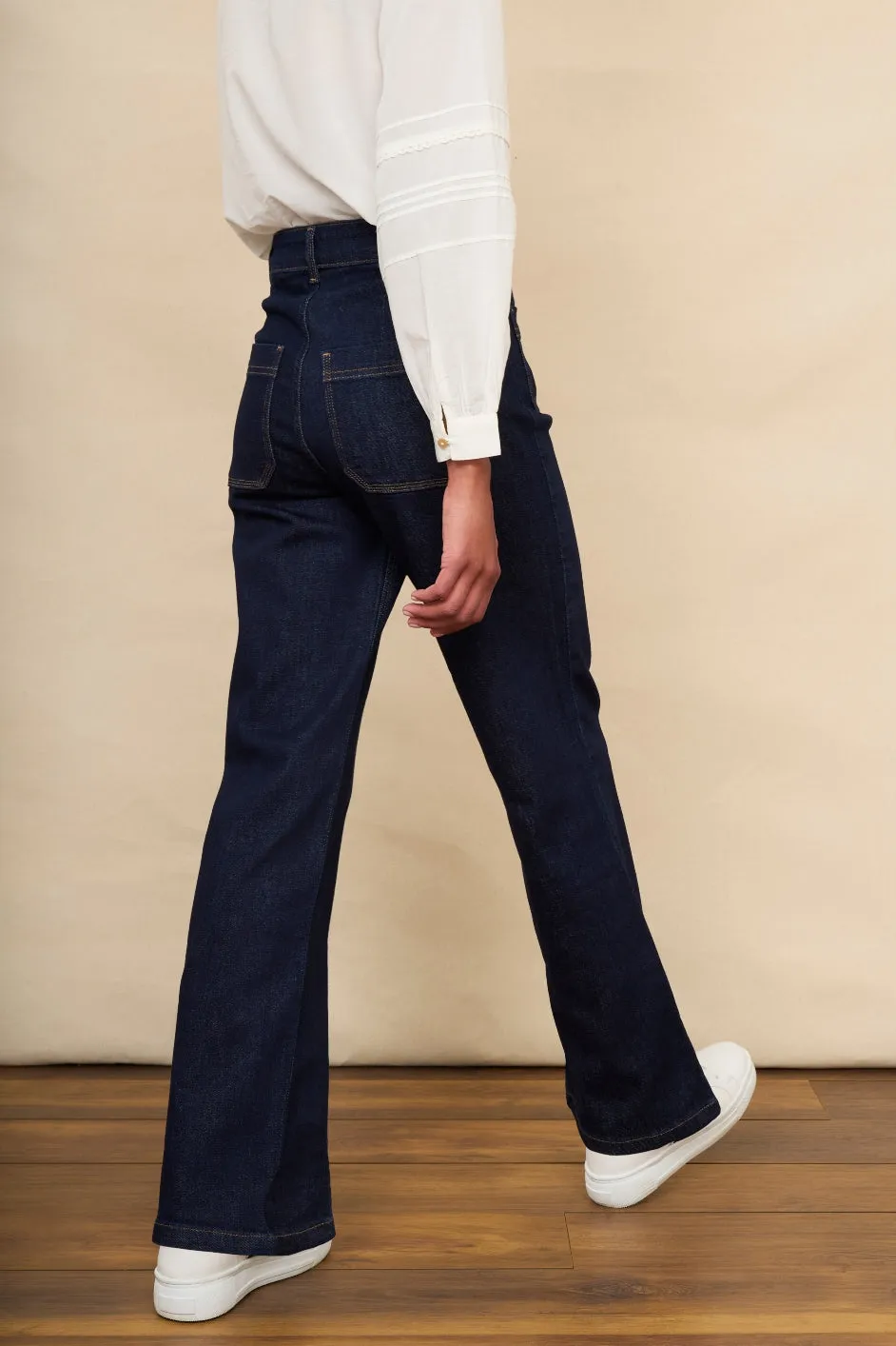 Flossie Button Pocket Flared Jean - Rinse Wash - Regular