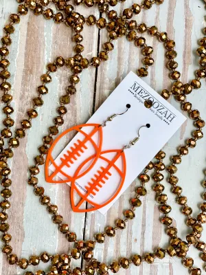 Football Earrings ||  Orange Acrylic