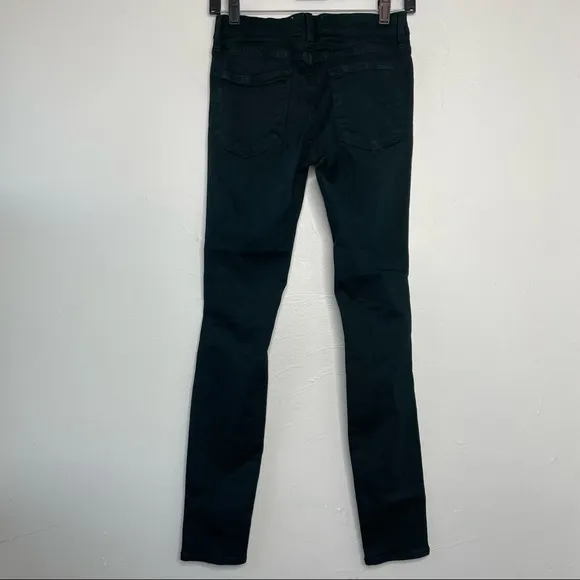 FRAME Dark Green Le Skinny de Jeanne Distressed Jeans