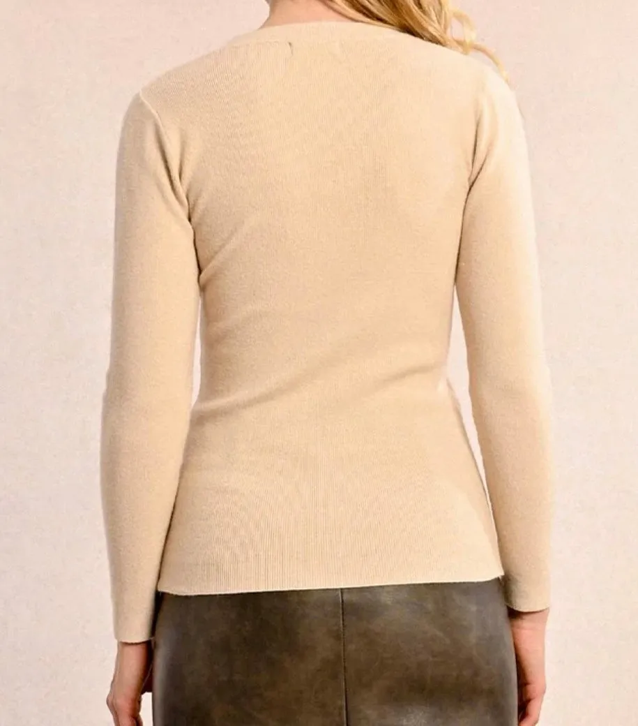Frankie Fitted Sweater in Cream