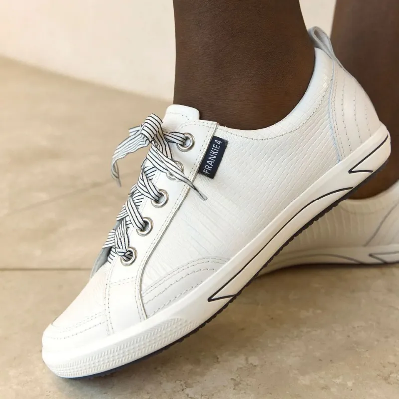FRANKIE4 Ellie IV White Lizard Emboss Sneakers