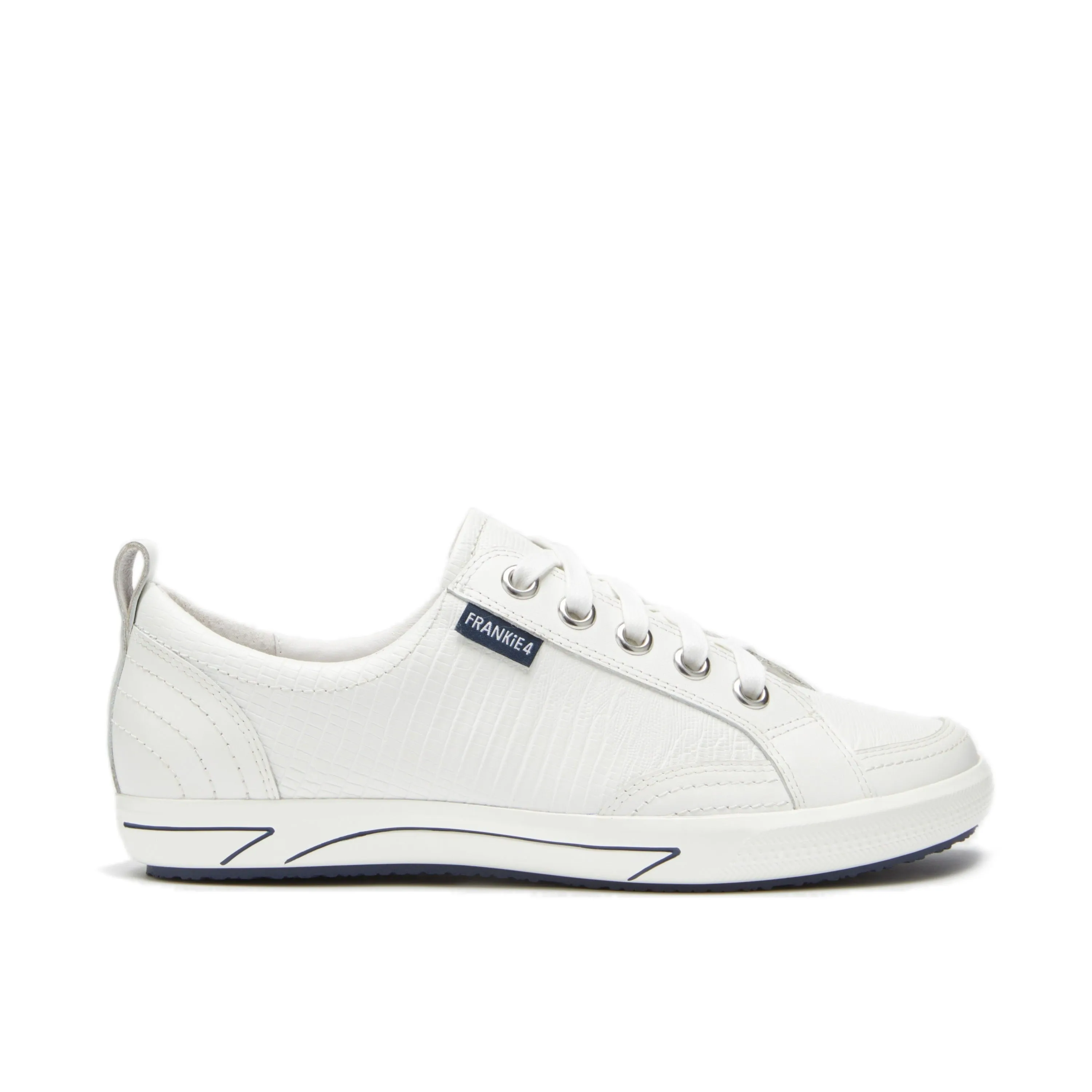 FRANKIE4 Ellie IV White Lizard Emboss Sneakers