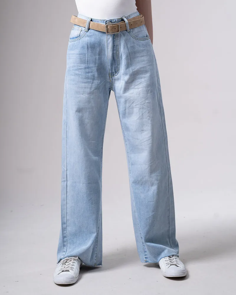 Frayed Wide-Leg Denim