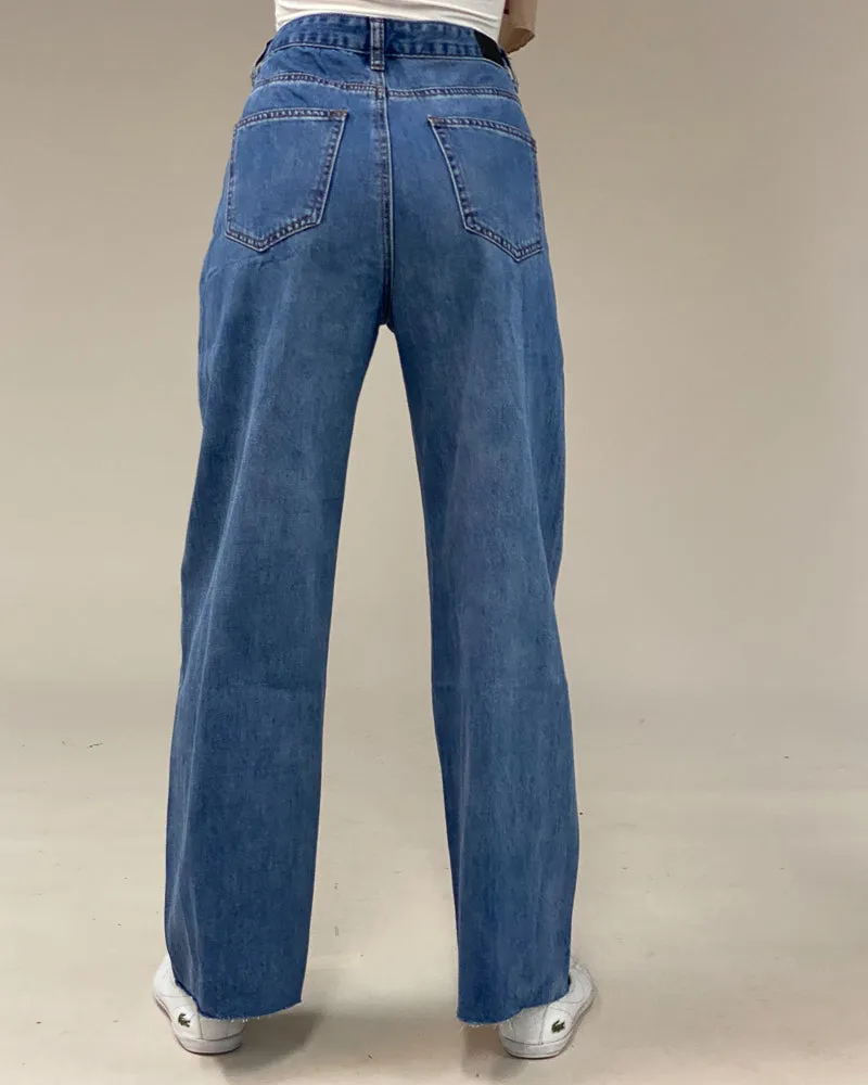 Frayed Wide-Leg Denim