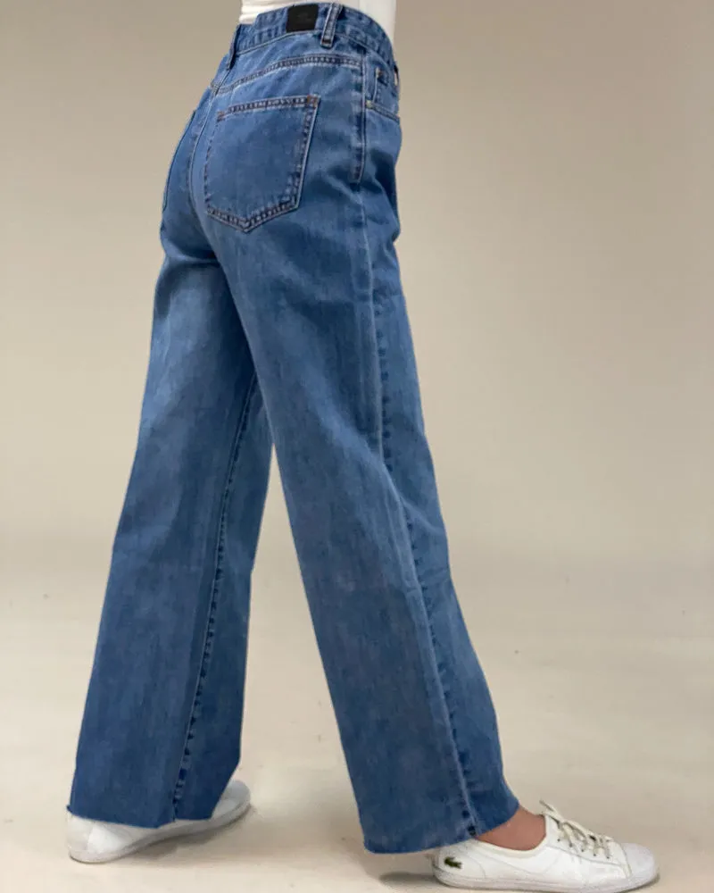 Frayed Wide-Leg Denim