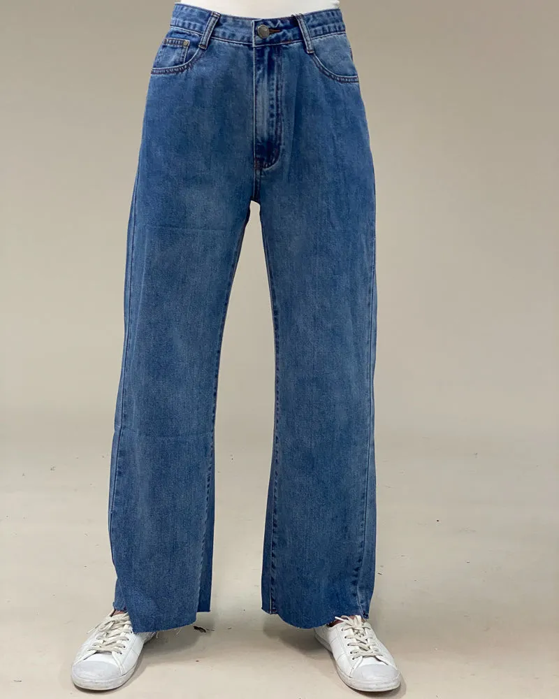 Frayed Wide-Leg Denim