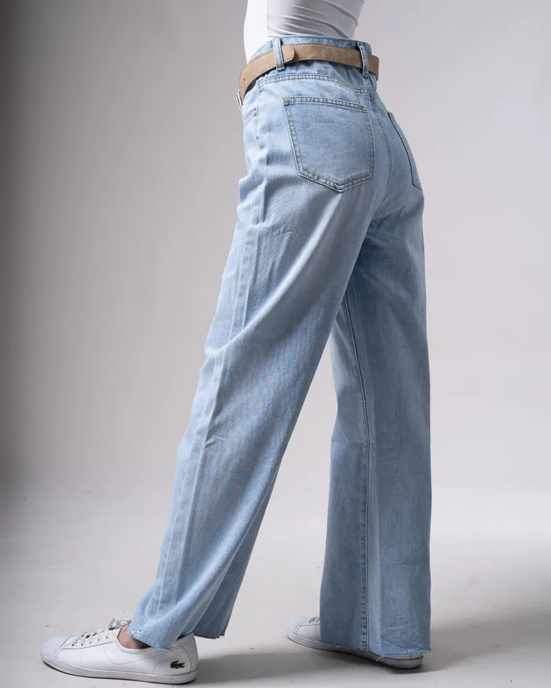 Frayed Wide-Leg Denim