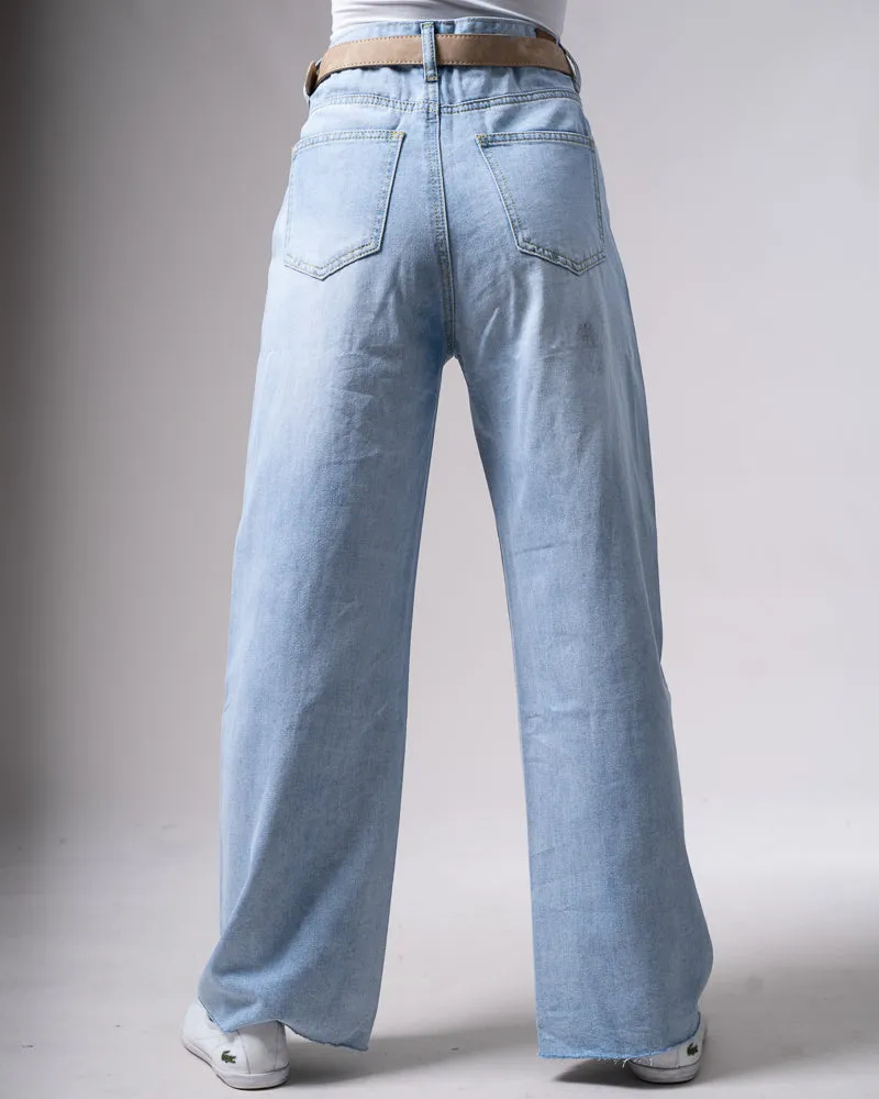 Frayed Wide-Leg Denim