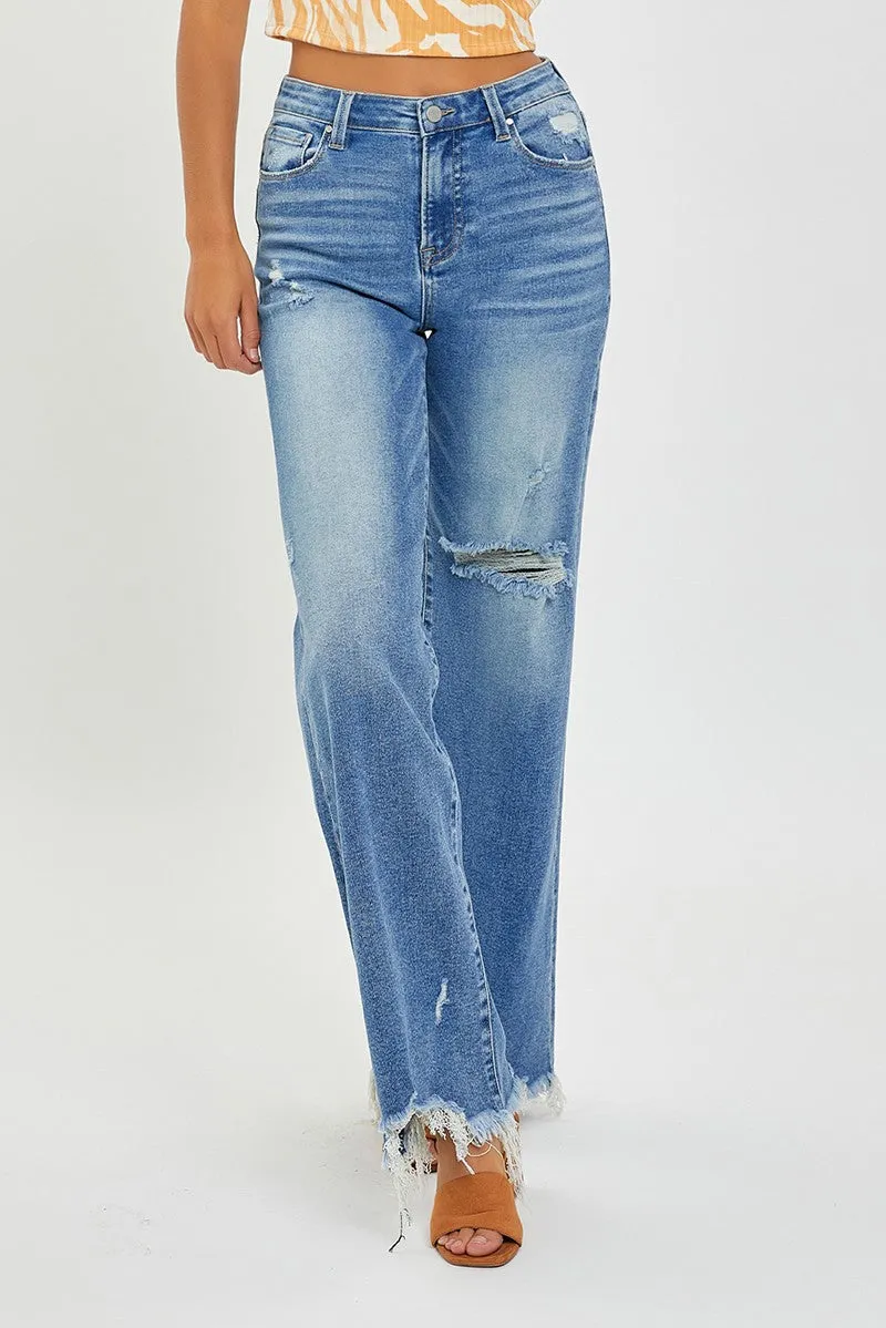 Frayed Wide Leg Jeans