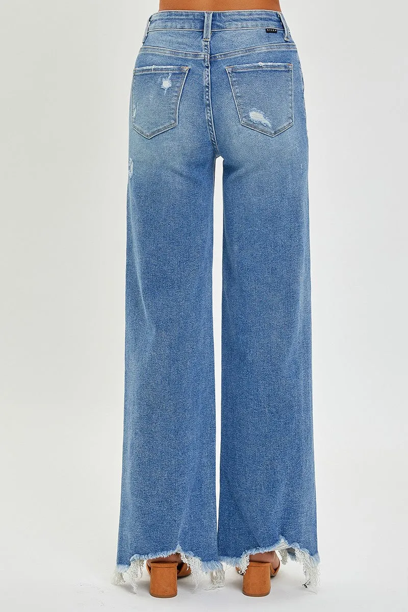 Frayed Wide Leg Jeans