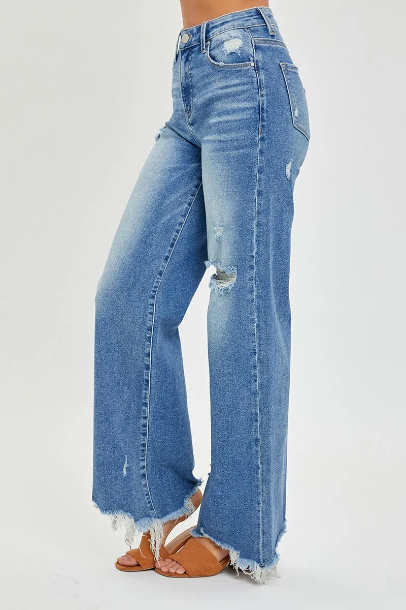 Frayed Wide Leg Jeans
