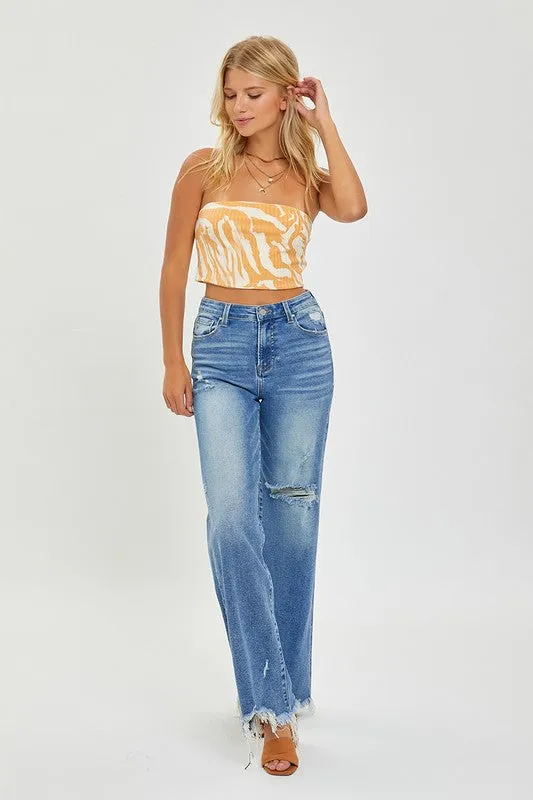 Frayed Wide Leg Jeans