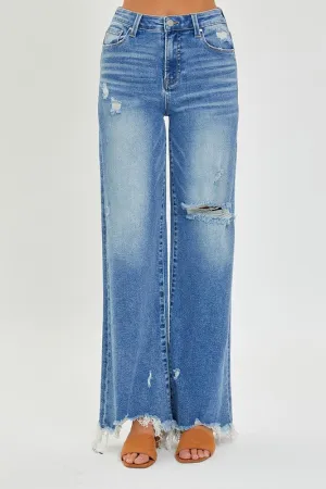 Frayed Wide Leg Jeans