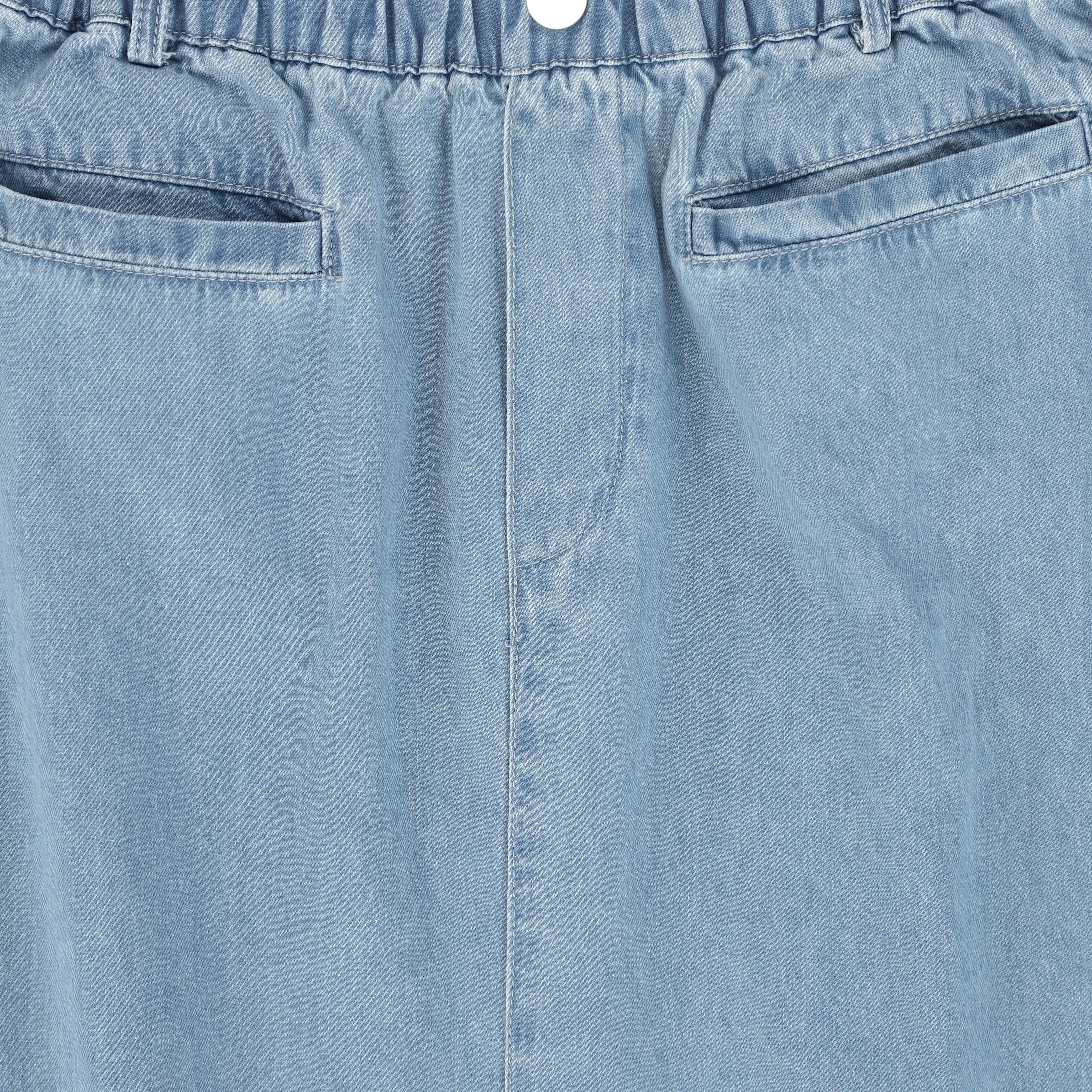 Fringe waist denim maxi skirt by Bace