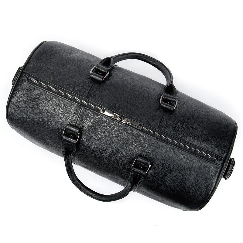 Full Grain Leather Duffle Bag With Shoes Compartment Casual Leather Travel Bag Mens Leather Weekender Bag