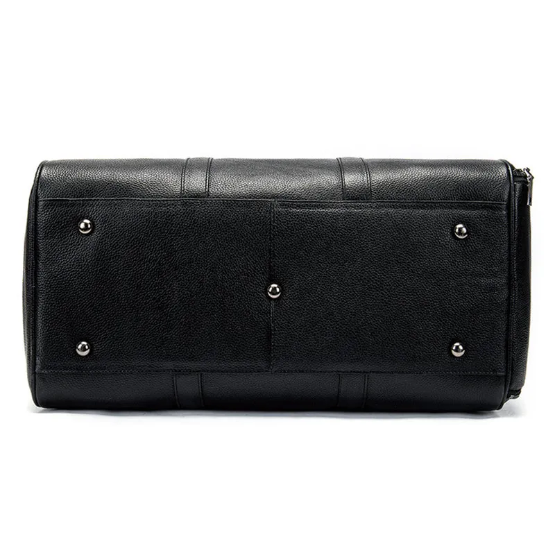 Full Grain Leather Duffle Bag With Shoes Compartment Casual Leather Travel Bag Mens Leather Weekender Bag