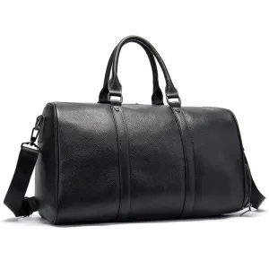 Full Grain Leather Duffle Bag With Shoes Compartment Casual Leather Travel Bag Mens Leather Weekender Bag