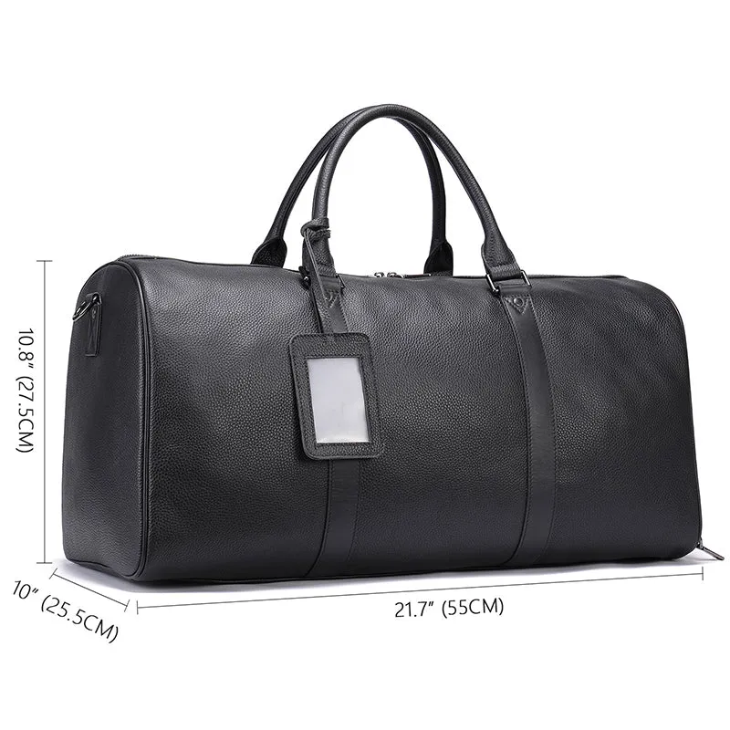 Full Grain Leather Duffle Bag With Shoes Compartment Casual Leather Travel Bag Mens Leather Weekender Bag